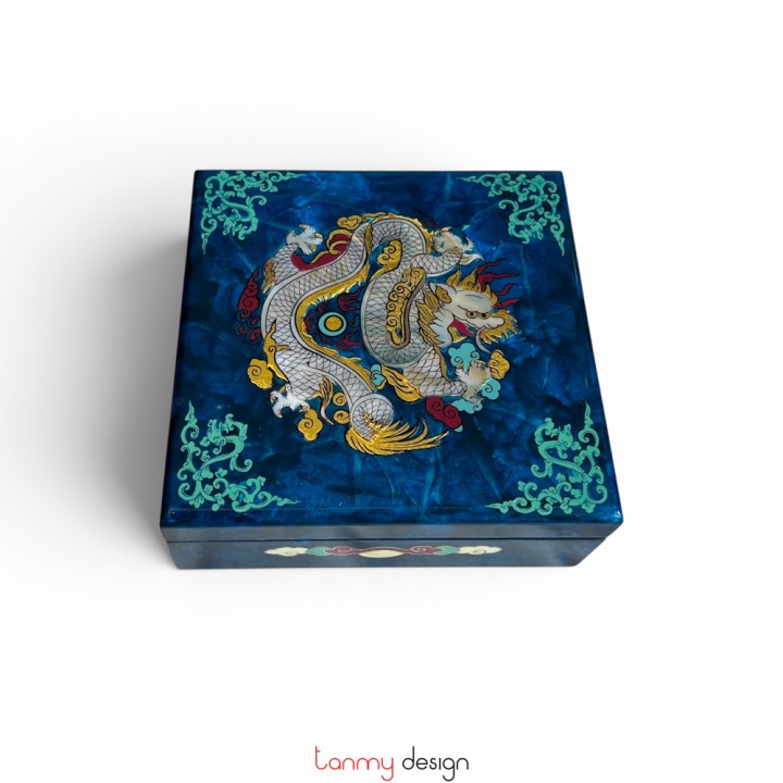 Dragon-Cloud square lacquer box 16x16 cm